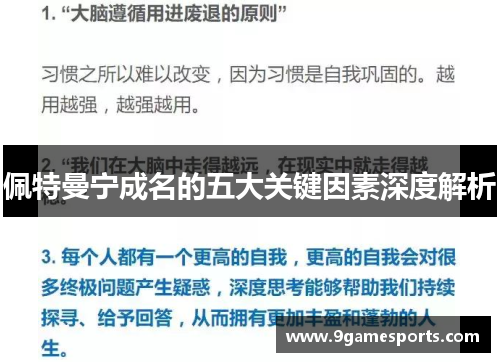 佩特曼宁成名的五大关键因素深度解析